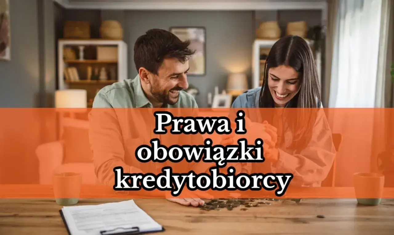 Uśmiechnięta para analizuje dokumenty, być może planując przyszłość jako kredytobiorca.