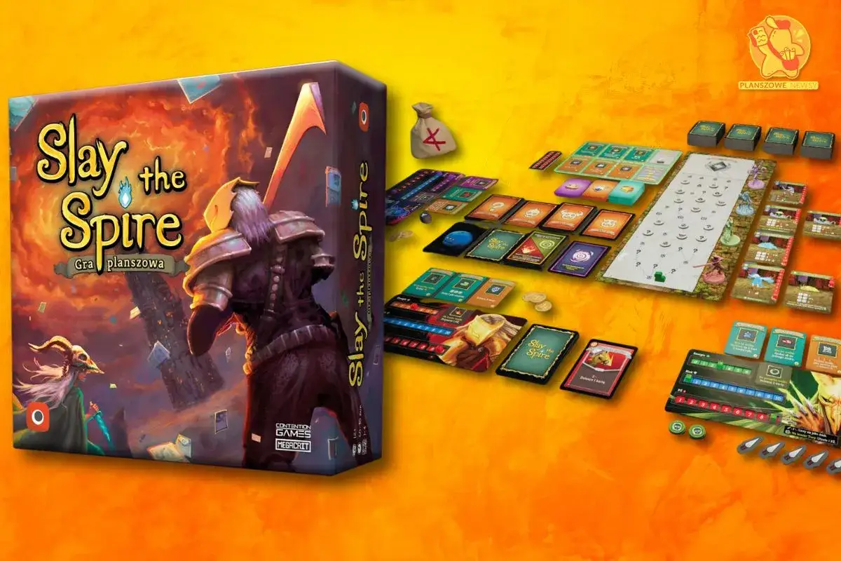 Planszowa gra Slay the Spire, pełna kart i elementów do przygody w lochach.
