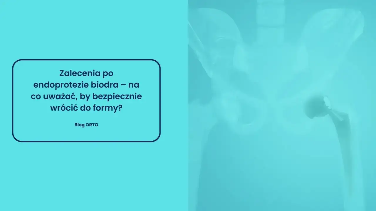 Zalecenia po endoprotezie biodra. Unikaj uszkodzenia nerwu, by bezpiecznie wrócić do formy. Grafika przedstawia endoprotezę biodra.