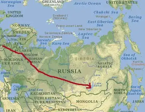 Mapa Jeziora Bajkał Rosja Syberia