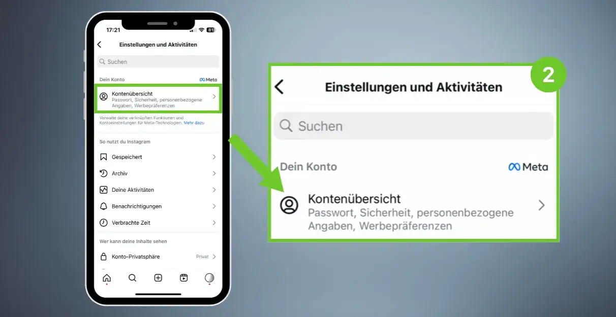 Instagram Konto löschen App Pfad Screenshots