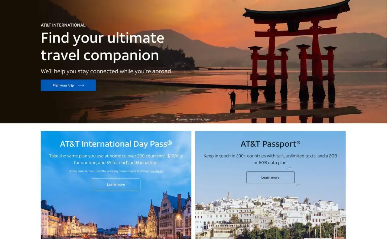 Planuj podróż z AT&T i ciesz się internetem za granicą. Poznaj plany AT&T International Day Pass i AT&T Passport, by pozostać w kontakcie na całym świecie.