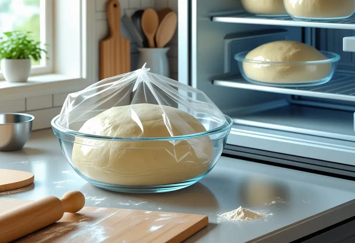 P&acirc;te &agrave; pizza dans un saladier, pr&ecirc;te &agrave; reposer. Id&eacute;al pour pr&eacute;parer la p&acirc;te &agrave; pizza la veille pour un repas savoureux.