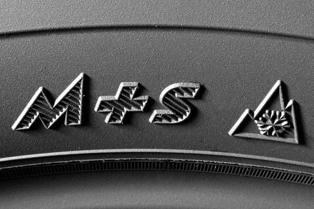 Neumáticos M+S que significa: ideales para barro y nieve. El símbolo de montaña con copo de nieve confirma su uso invernal.