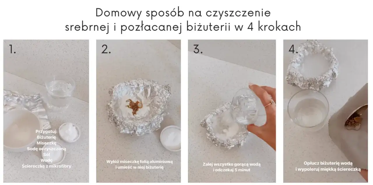 Srebrna biżuteria przed i po czyszczeniu