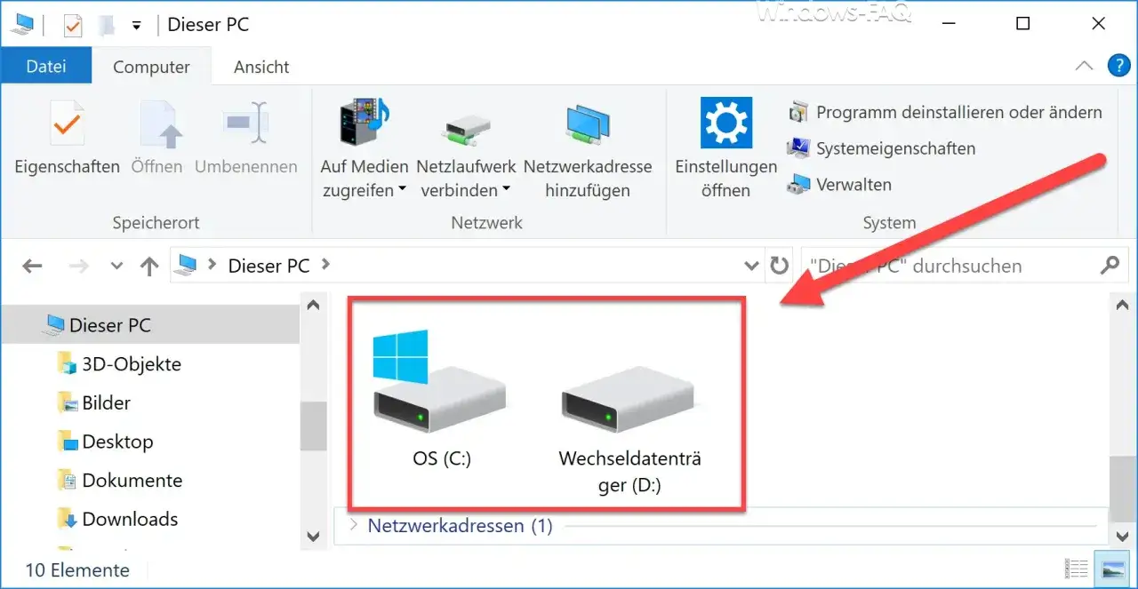 Windows Explorer zeigt Laufwerke C: und D: an. Hier k&ouml;nnen Sie externe Festplatte Laufwerksbuchstaben zuweisen.