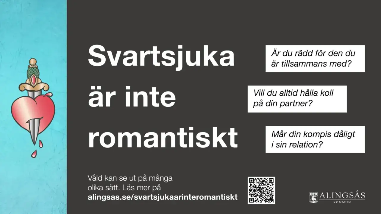 Svartsjuka &auml;r inte romantiskt. Bilden visar tecken p&aring; sjuklig svartsjuka, som r&auml;dsla f&ouml;r partnern och kontrollbehov.