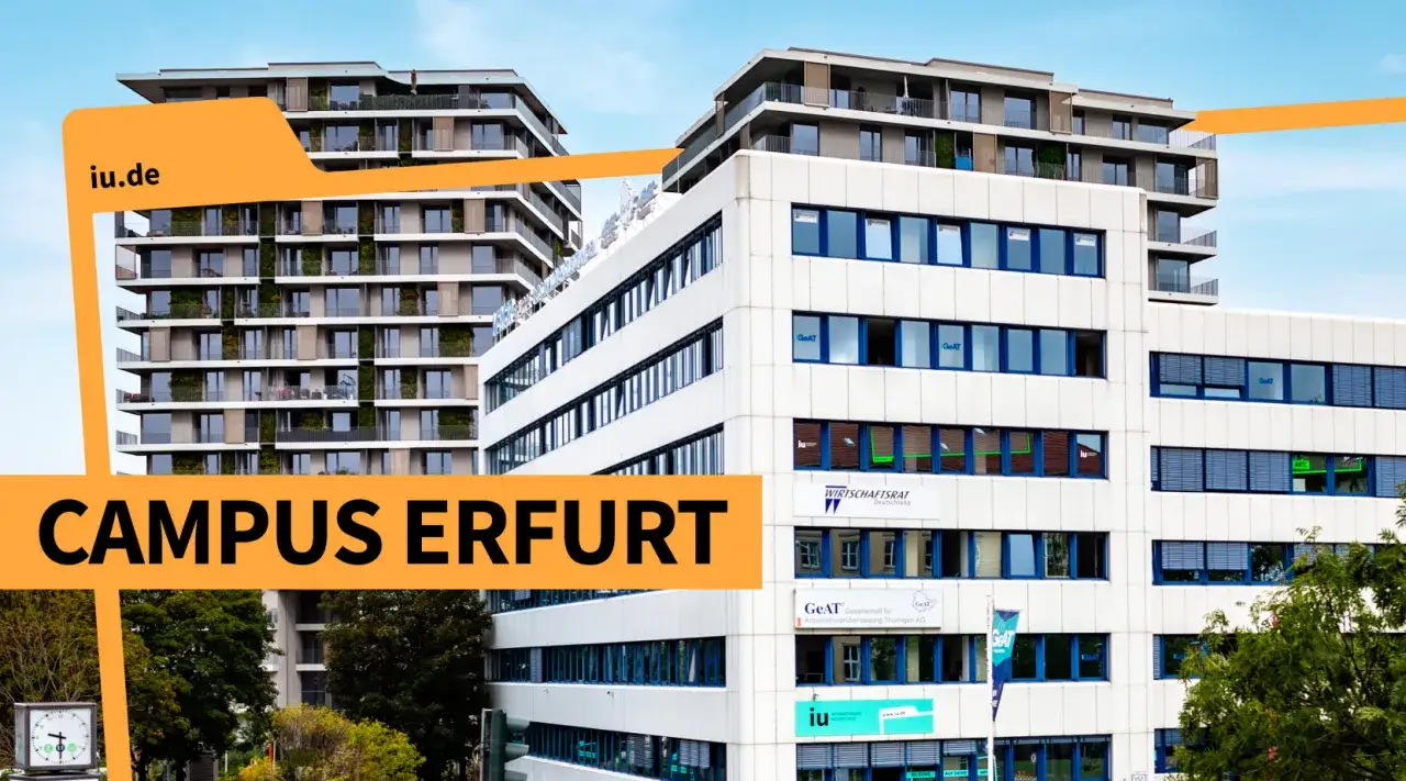Moderne Geb&auml;ude des Campus Erfurt der IU Internationale Hochschule. Hier studieren Sie mit dem Master IU.