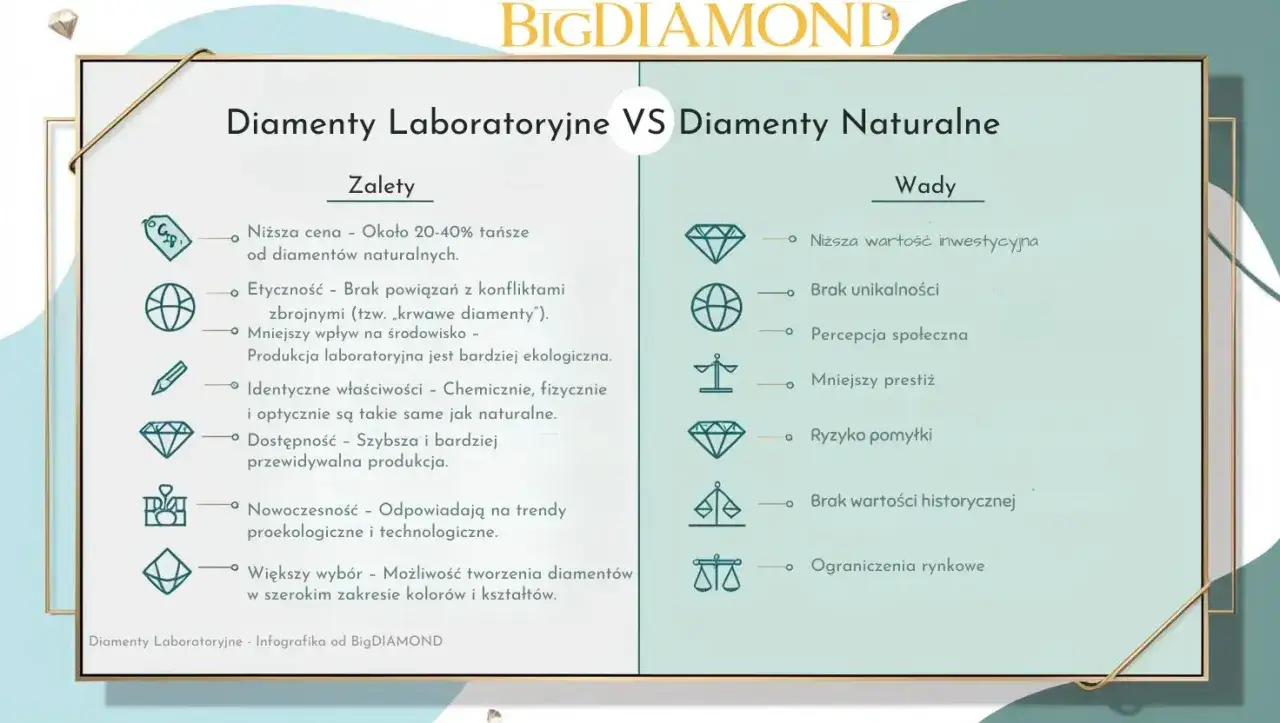 Porównanie diamentów laboratoryjnych i naturalnych. Dowiedz się, ile kosztuje diament i jakie są jego wady i zalety.