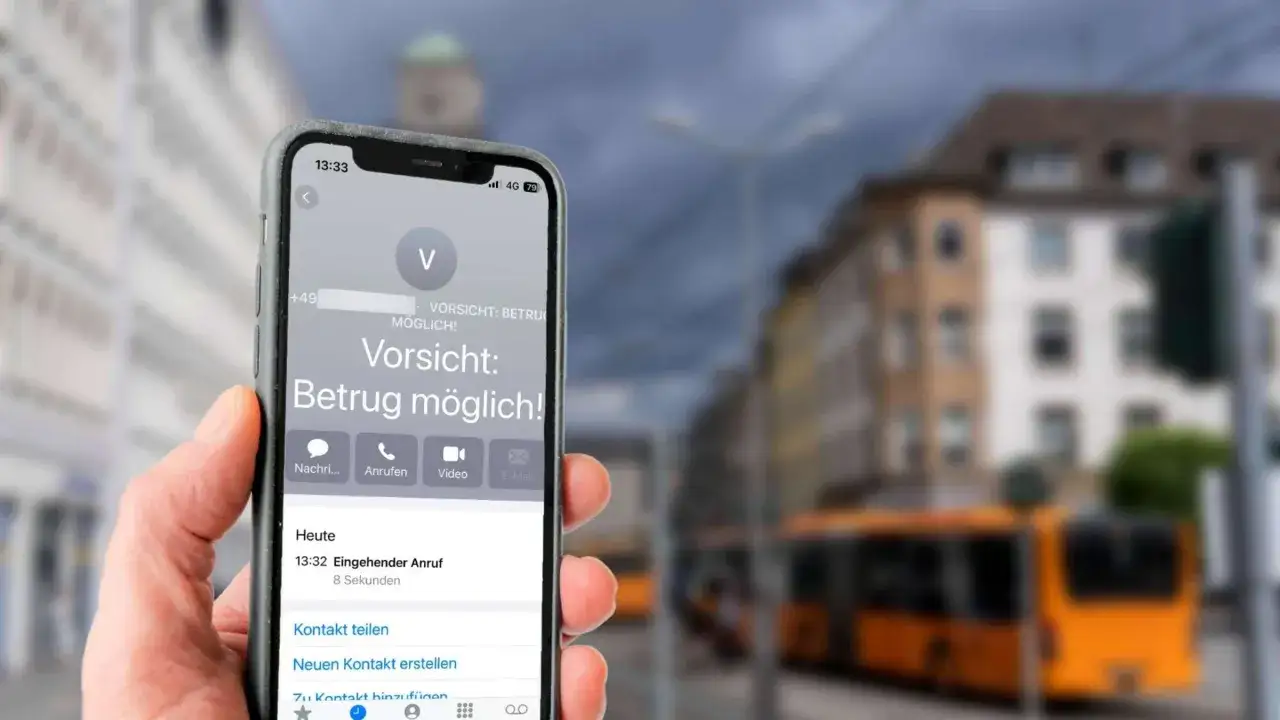 Vorsicht vor spam-anrufe aktuell! Ein Handy zeigt 