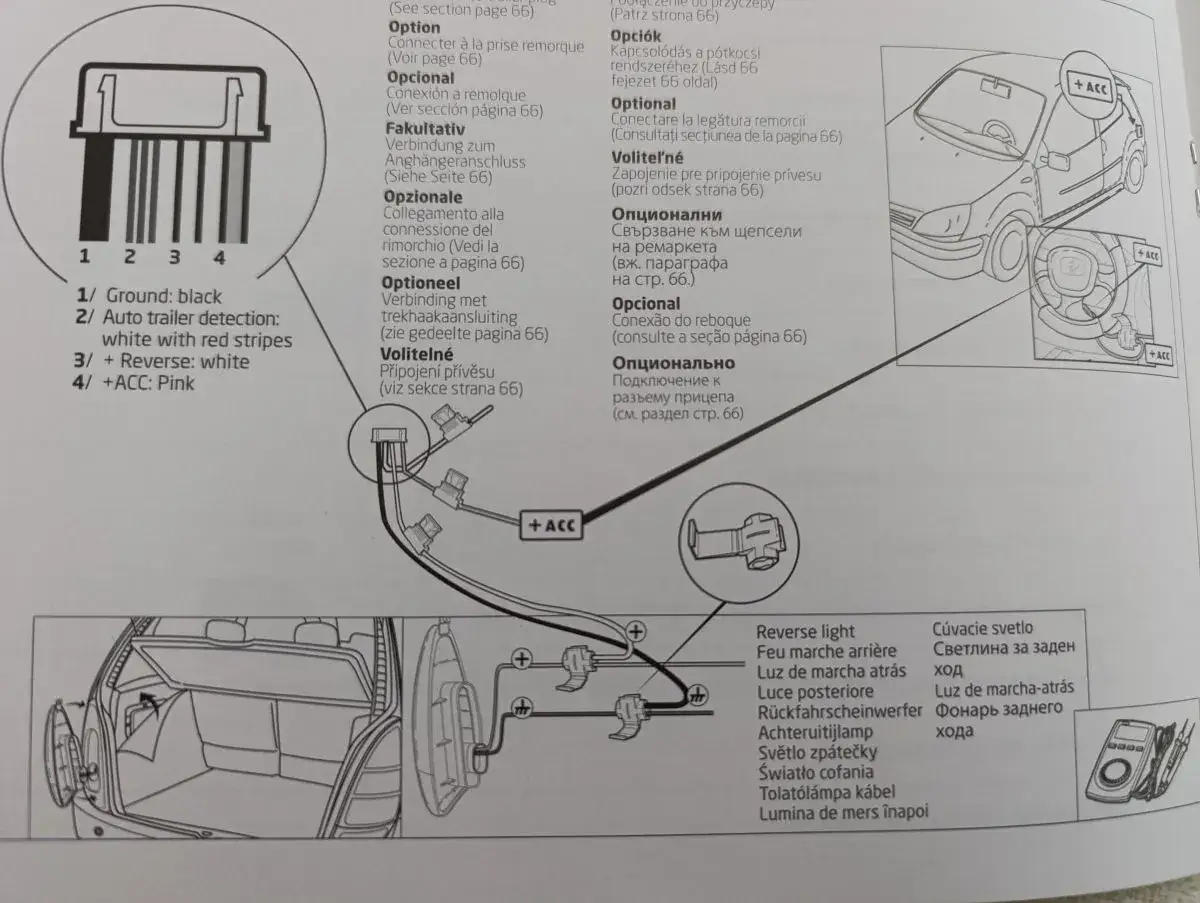 Schemat podłączenia ACC i czujnika cofania do przyczepy. Parktronic co to? To system wspomagający parkowanie.