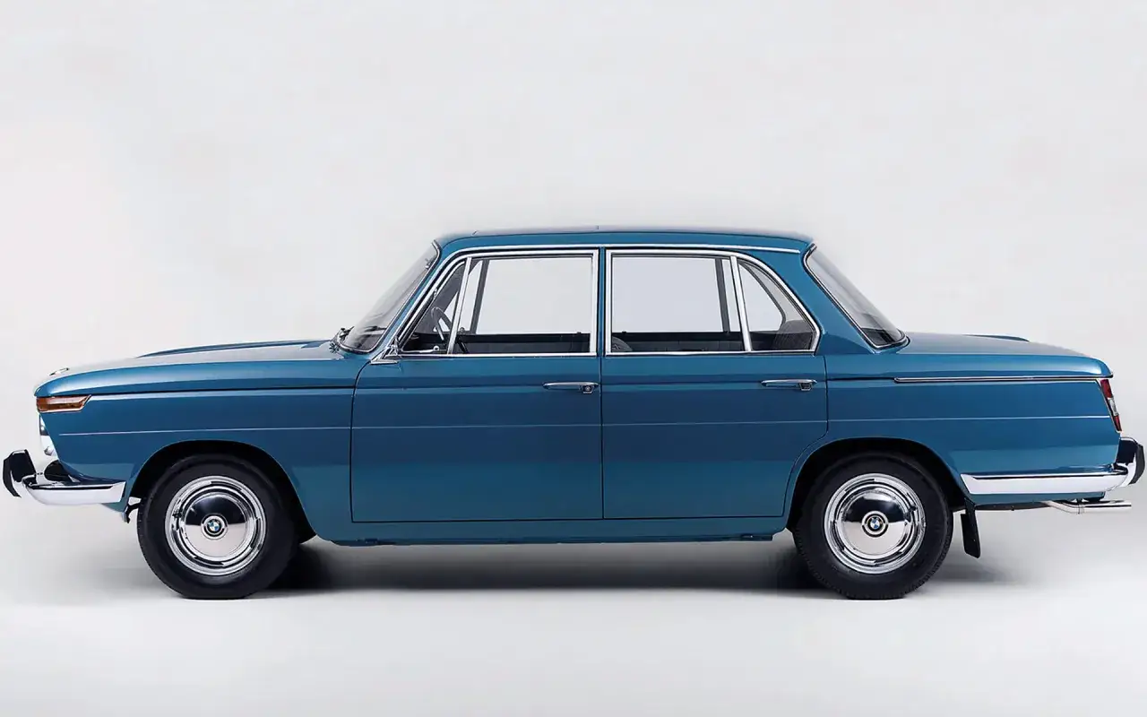 Blauer BMW mit Hofmeister-Knick, ein Klassiker der Automobilgeschichte.