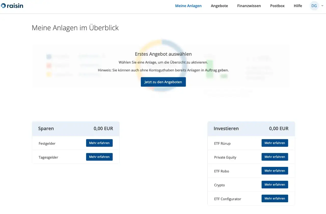 Übersicht über Sparen und Investieren bei Weltsparen. Hier finden Sie Ihre Anlagen und können neue Angebote auswählen.