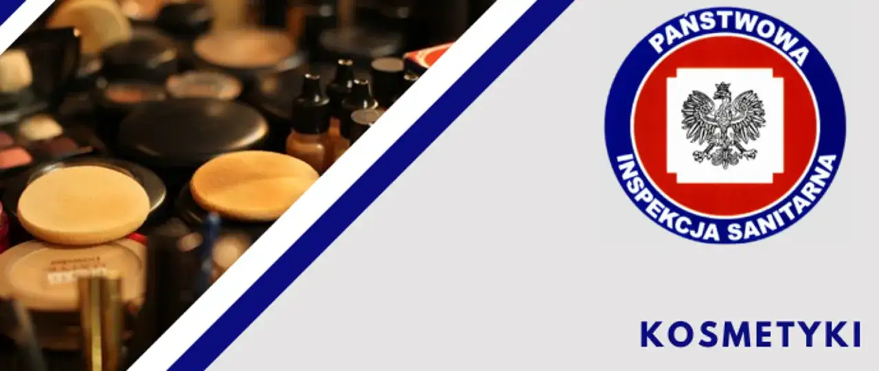 R&oacute;żnorodne kosmetyki i logo Państwowej Inspekcji Sanitarnej. Dowiedz się, jak sprawdzić czy kosmetyk jest przeterminowany.