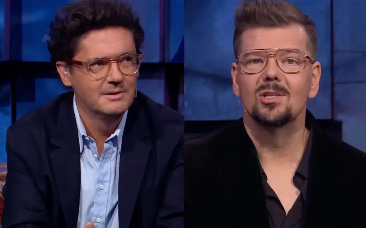 Dwóch mężczyzn w okularach, jeden w granatowej marynarce, drugi w czarnym. Czy to oni, gdy która gwiazda TVN ma zakaz wstępu na branżowe imprezy w Warszawie?