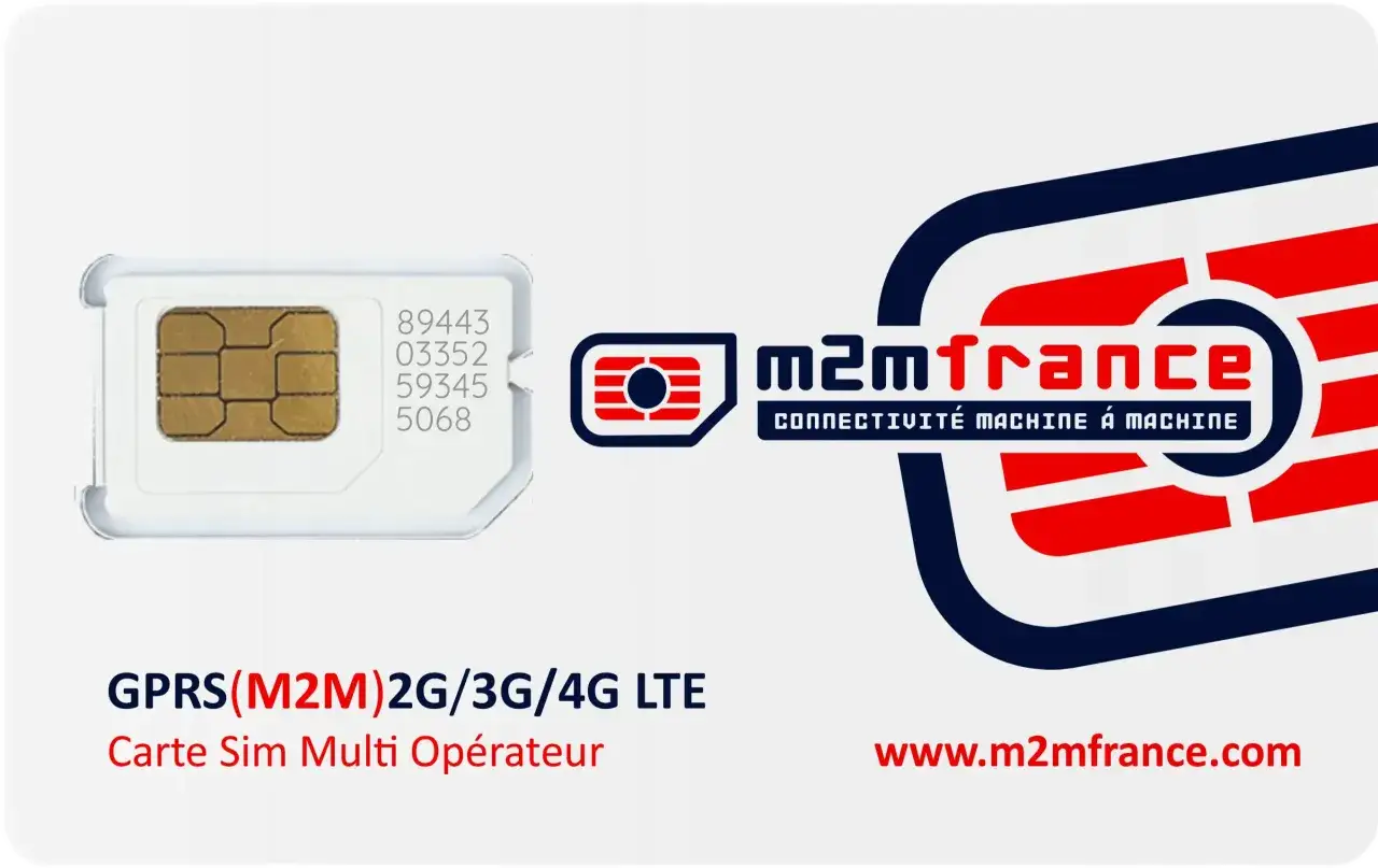 Carte SIM M2M France avec numéro prépayé. Connectivité 2G/3G/4G LTE pour machines.
