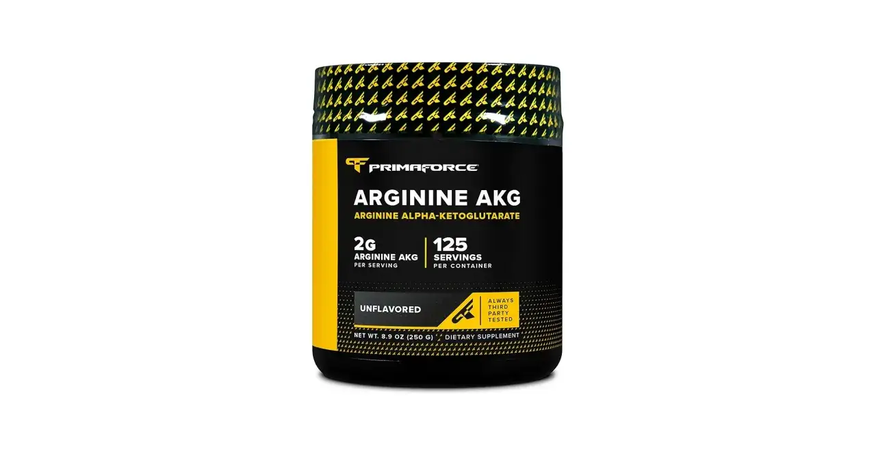 Pojemnik suplementu diety Primaforce Arginine AKG. Dowiedz się, aakg co to jest i jak działa.