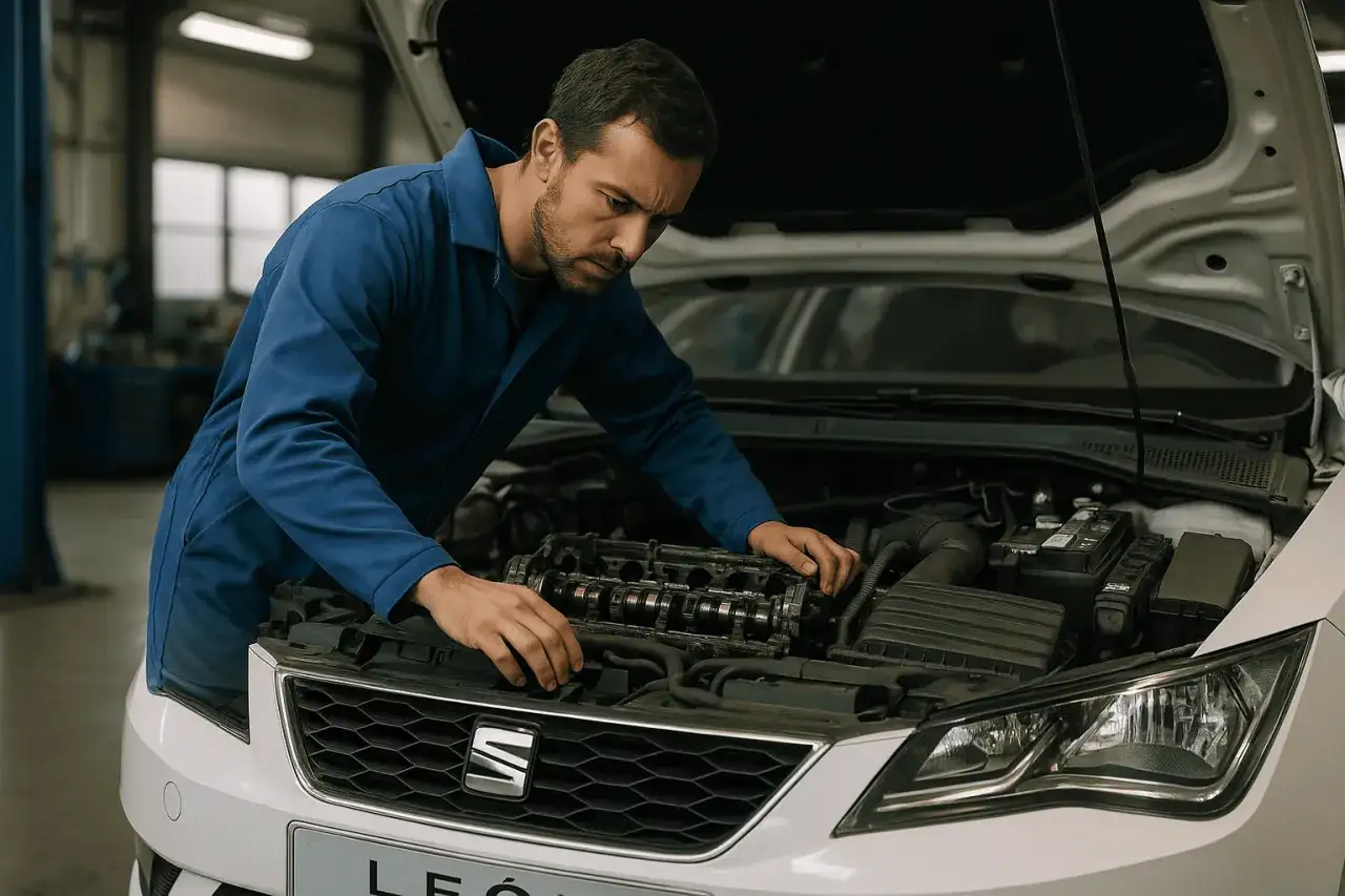 Mecánico revisa motor de Seat Altea 1.6 TDI 105cv. Solucionando problemas comunes.