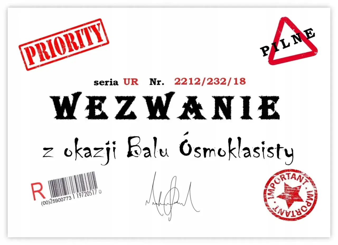 Zdjęcie Idealne zaproszenie na komers ósmoklasisty? Gotowe wzory!