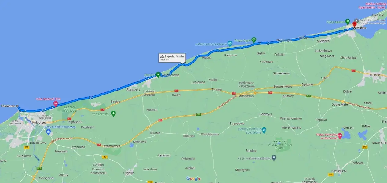 Zdjęcie Ile km jest z Mielna do Kołobrzegu? Poznaj najkrótsze trasy!