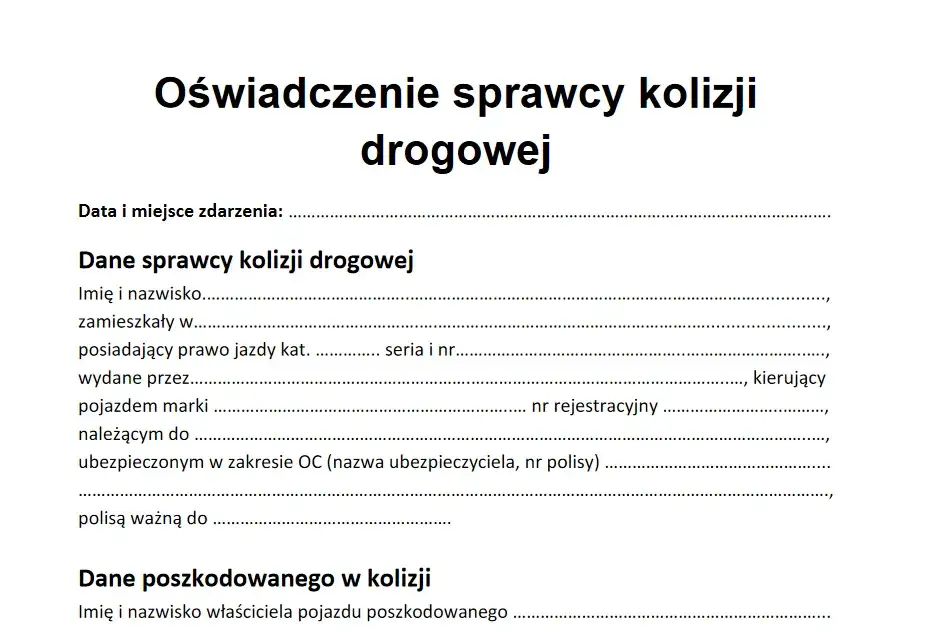 Zdjęcie Jak poprawnie wypełnić oświadczenie o kolizji Link4 - 5 błędów