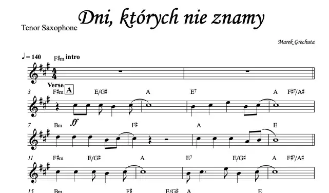 Zdjęcie Nuty do Dni, których nie znamy Marek Grechuta - graj z łatwością