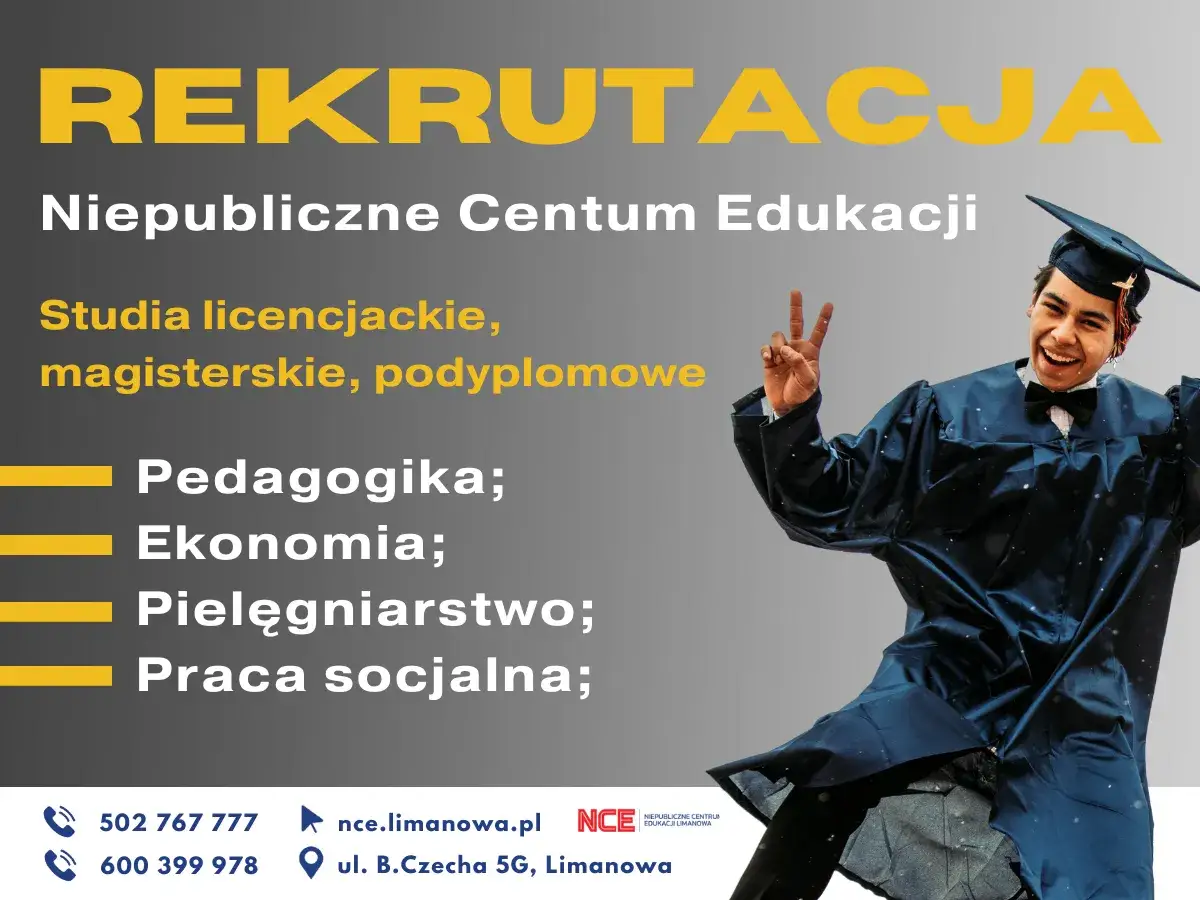 Absolwenci pedagogiki mogą uczyć w szkole. Rekrutacja na studia licencjackie, magisterskie i podyplomowe w NCE Limanowa.