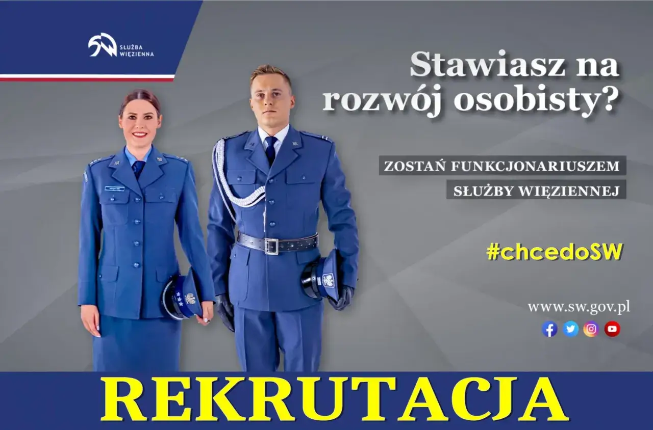 Chcesz rozwijać się zawodowo? Zostań funkcjonariuszem Służby Więziennej. Dowiedz się, jak się dostać i rozpocznij karierę. #chcedoSW