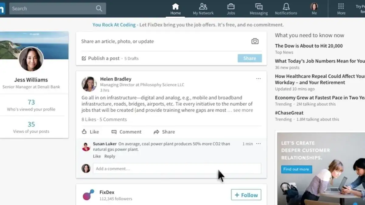 LinkedIn nowości problem Facebooku coś wyszło wrong.