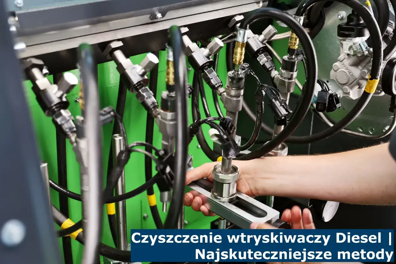 Profesjonalne czyszczenie wtryskiwaczy Diesel na specjalistycznym stanowisku. Precyzyjne podłączenia i kontrola pracy.