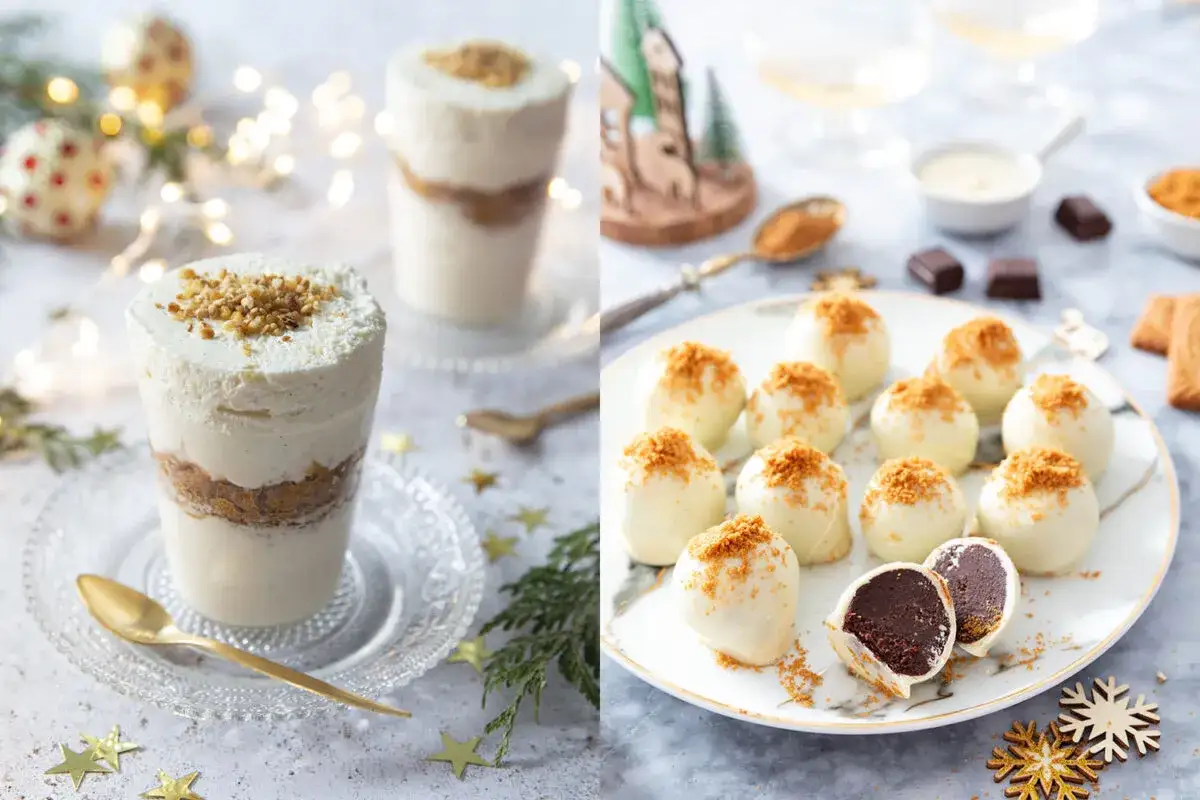 Délicieux dessert nouvel an facile : verrine crémeuse et truffes blanches au chocolat, parfaits pour les fêtes.