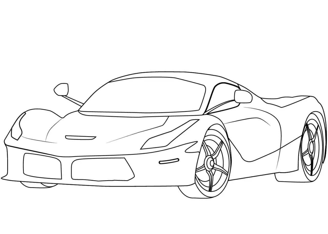 Szkic sportowego samochodu, który może posłużyć jako inspiracja, jak narysować Ferrari.