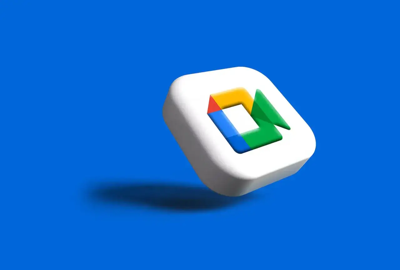 Ikona Google Meet na białym tle, symbolizująca wideokonferencje w telefonie.