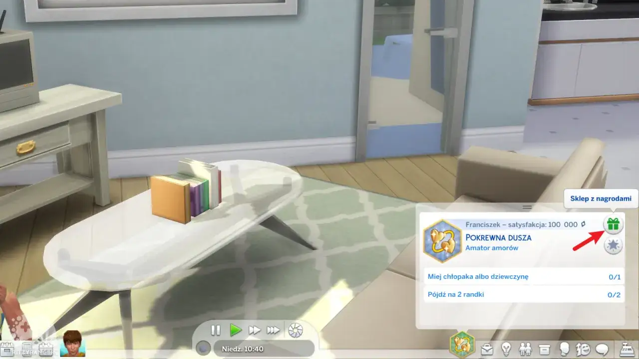 The Sims 4: kod na punkty satysfakcji dla Franciszka, który ma 100 000 punktów.