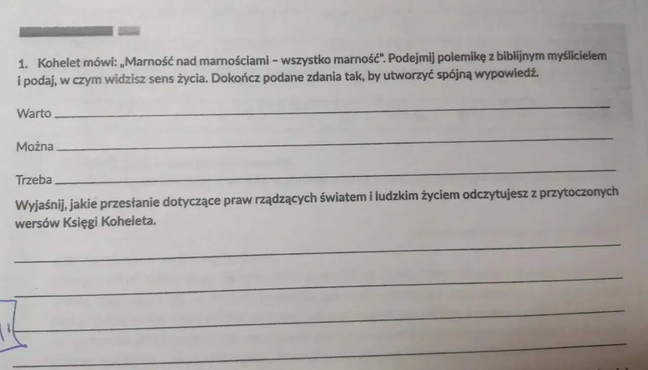 Kohelet mówi: „Marność nad marnościami". Zastanów się nad sensem życia, gdy wszystko jest marnością.