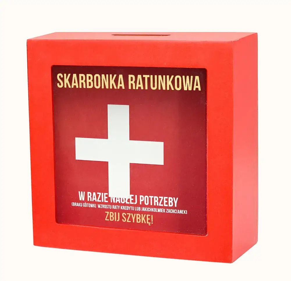 Zaskakujące prezenty z napisem w razie potrzeby zbij szybkę na każdą okazję