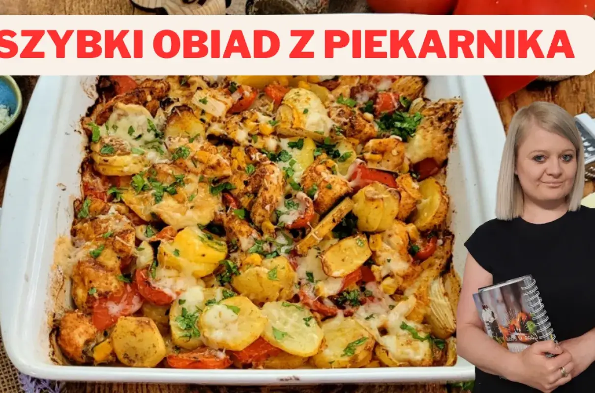 Pyszne ziemniaki z kurczakiem i warzywami zapieczone w piekarniku. Idealne co na obiad z piekarnika, gdy brakuje czasu.