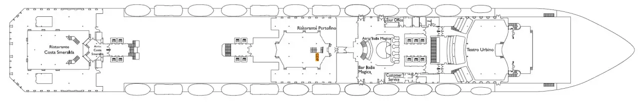 Szczegółowy plan pokładów Costa Magica - mapa wszystkich stref statku