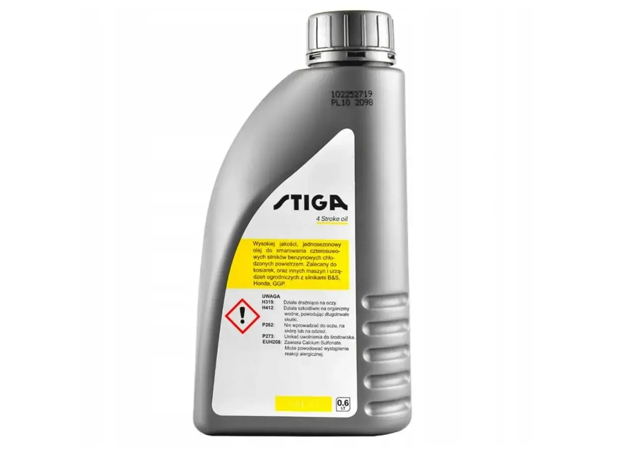 Olej STIGA 4 Stroke oil, 0.6L. Idealny olej do kosiarki czterosuwowej, zapewni długą żywotność silnika.