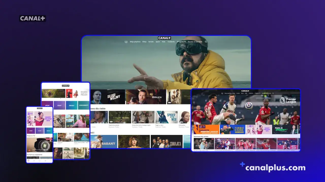 Jak zainstalować nc go na telewizorze Samsung? Zobacz interfejs aplikacji Canal+ na różnych urządzeniach, od smartfona po TV.