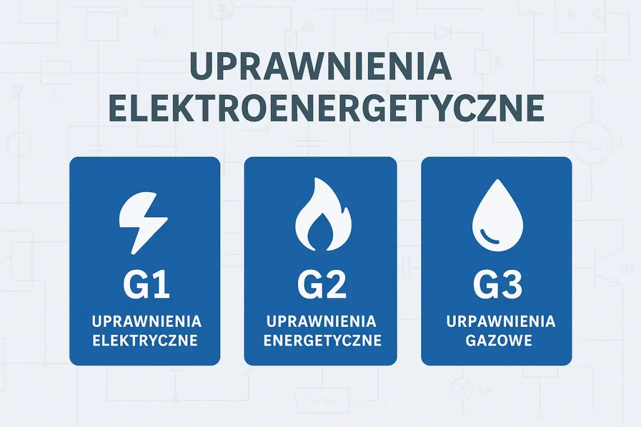 Trzy kategorie uprawnień: G1 elektryczne, G2 energetyczne, G3 gazowe.