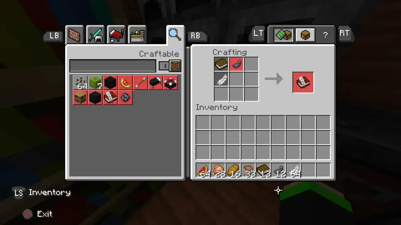 Jak zrobić książkę z piórem w Minecraft: potrzebujesz księgi, pióra i atramentu.