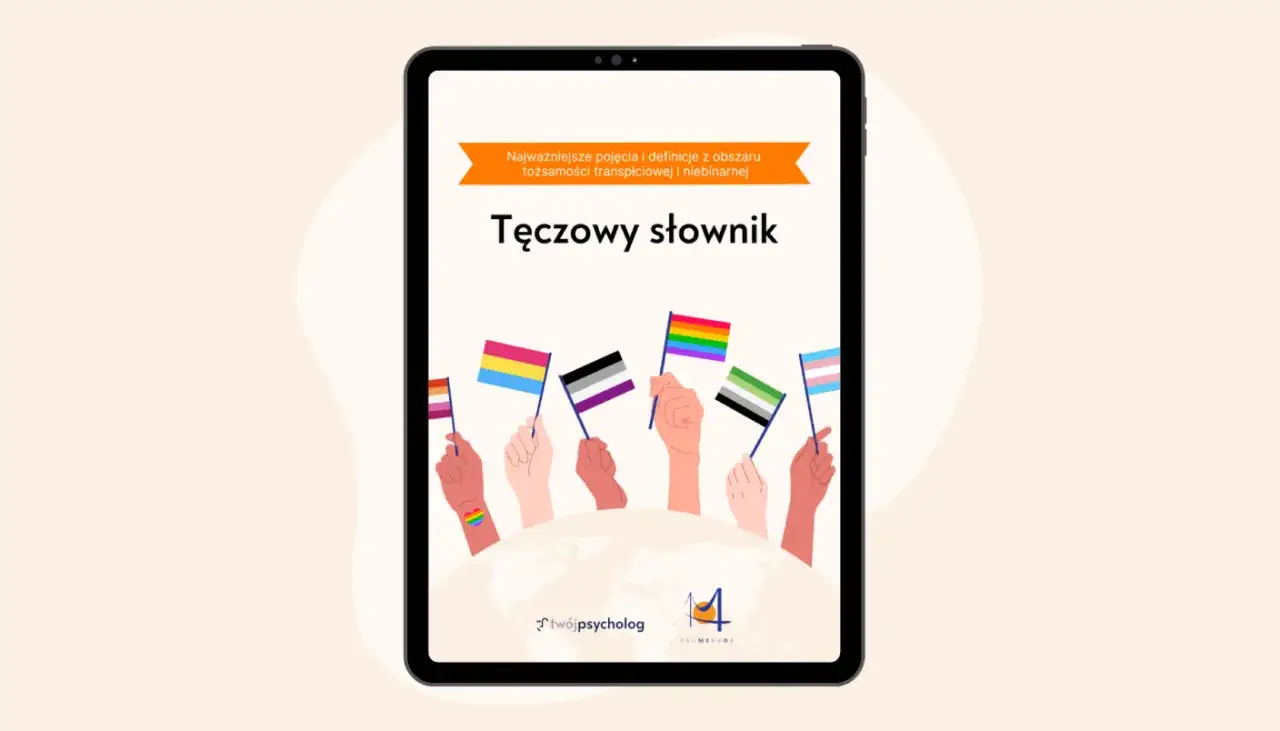 Tęczowy słownik wyjaśnia, transpłciowość co to. Różne flagi symbolizują tożsamości LGBTQIA+.