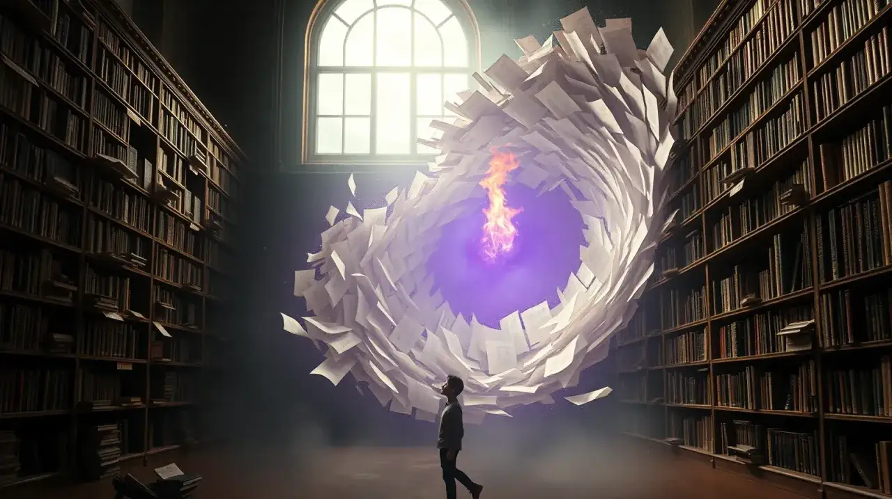 W bibliotece wir papierów z płomieniem w środku. Jakby sennik była dziewczyna partnera, odkrywa tajemnice.