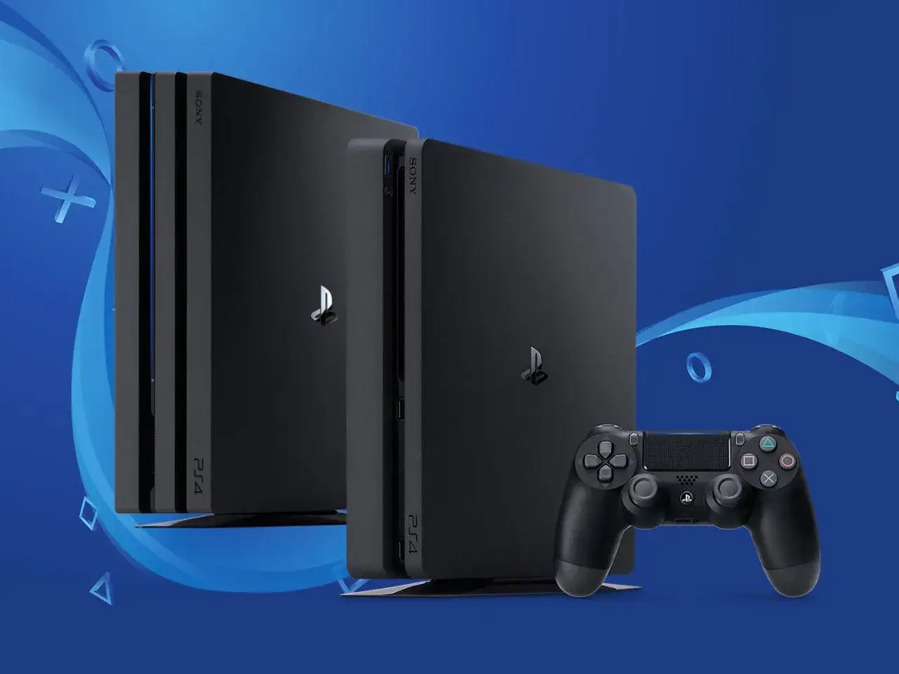 Dwie konsole PS4 i kontroler. Gracze zastanawiają się, kiedy serwery PS4 zostaną wyłączone, ciesząc się grami.
