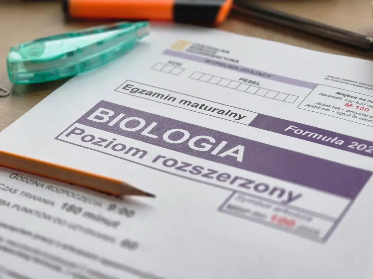 Egzamin maturalny z biologii na poziomie rozszerzonym. Czas trwania 180 minut.