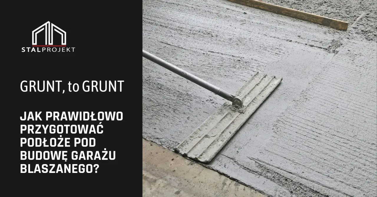 Wylewanie betonu na fundament pod garaż blaszany. Narzędzie do wyrównywania świeżej masy.