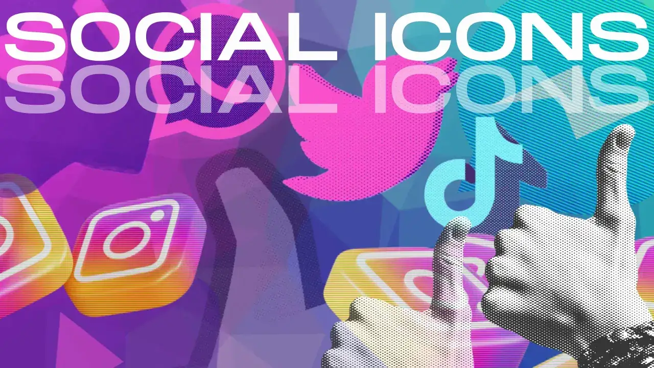 Collage mit Social-Media-Logos (Instagram, Twitter, TikTok) und Daumen-hoch-Gesten.