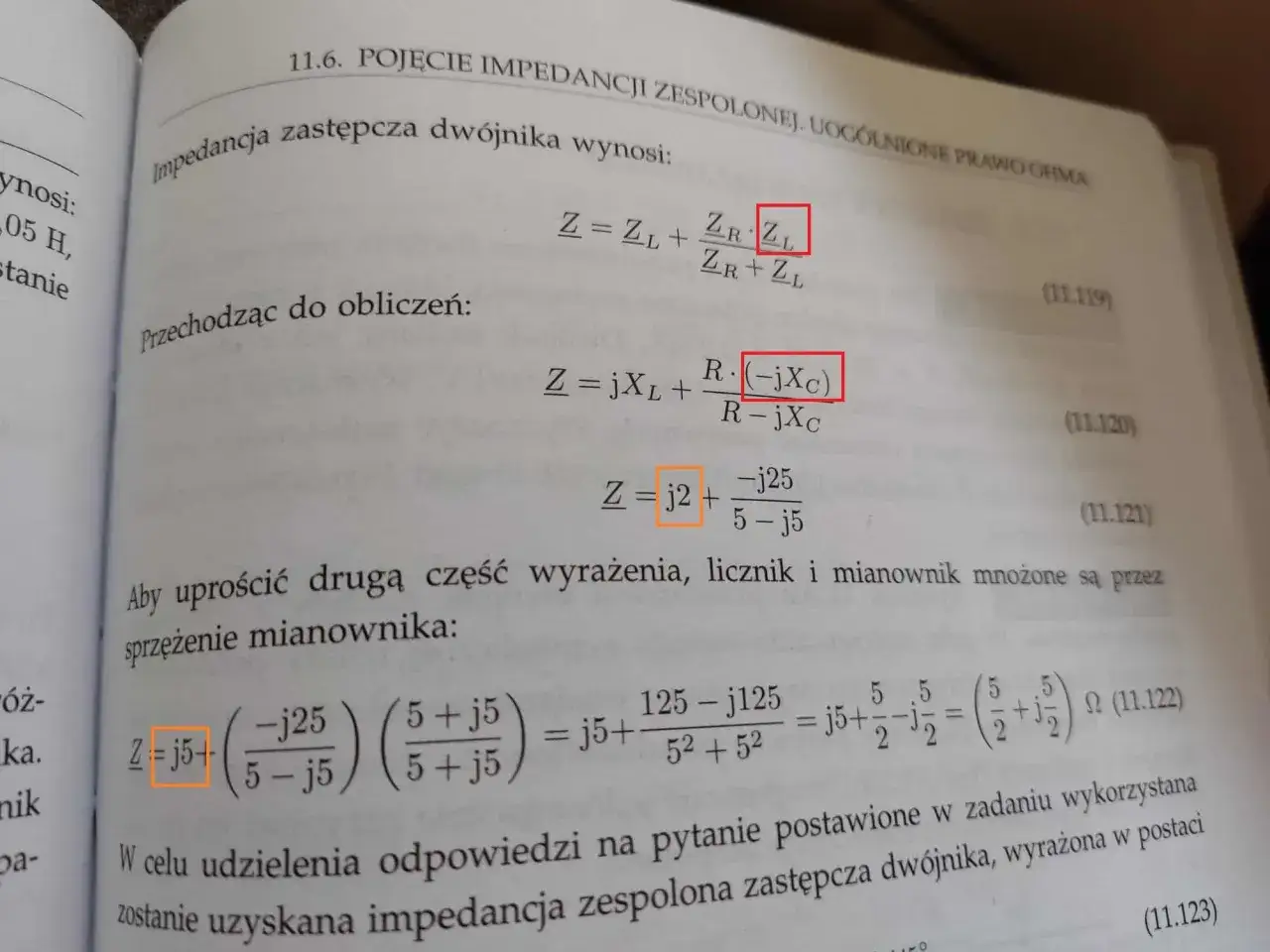 Obliczenia pokazują, co to jest impedancja zespolona, używając wzorów i przekształceń matematycznych.
