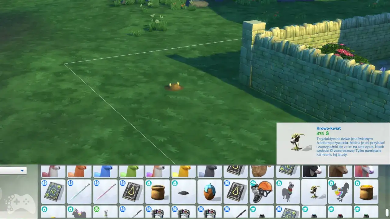 The Sims 4 ogrodnictwo: galaktyczne dziwo Krowo-kwiat czeka na karmienie.